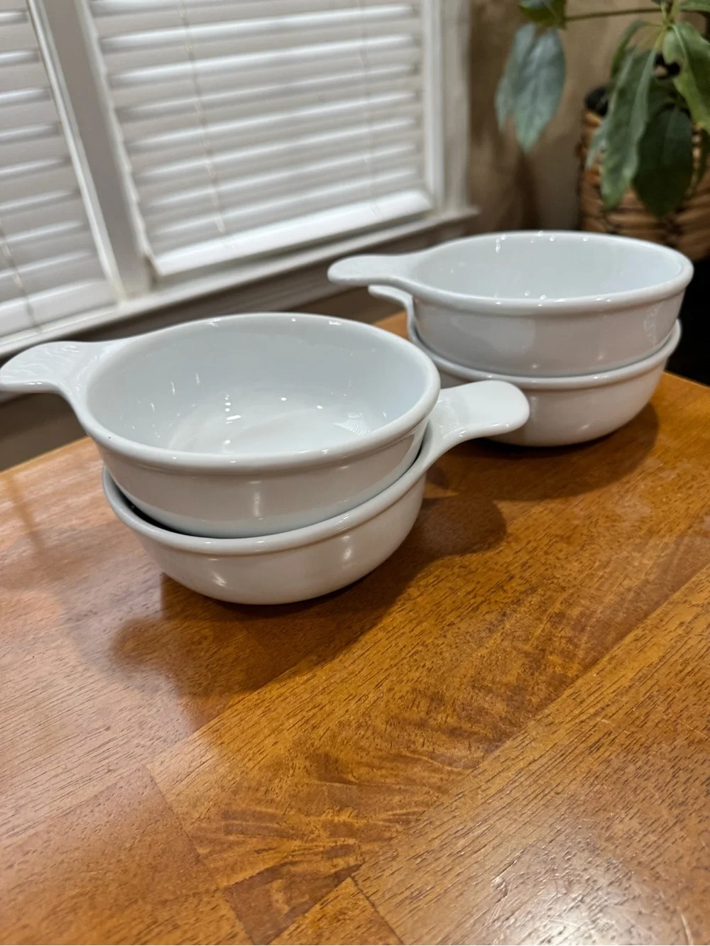 White Ceramic Handle Grab Bowls - Set of 4